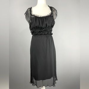A B S • By Allen Schwartz Black DRESS Sheer with Full Slip Polyester